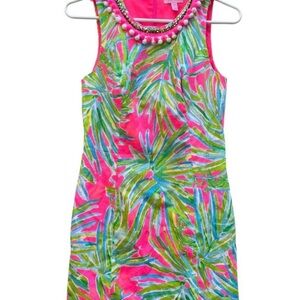 Lilly Pulitzer Hot Pink Tropical Leaf Shift Dress